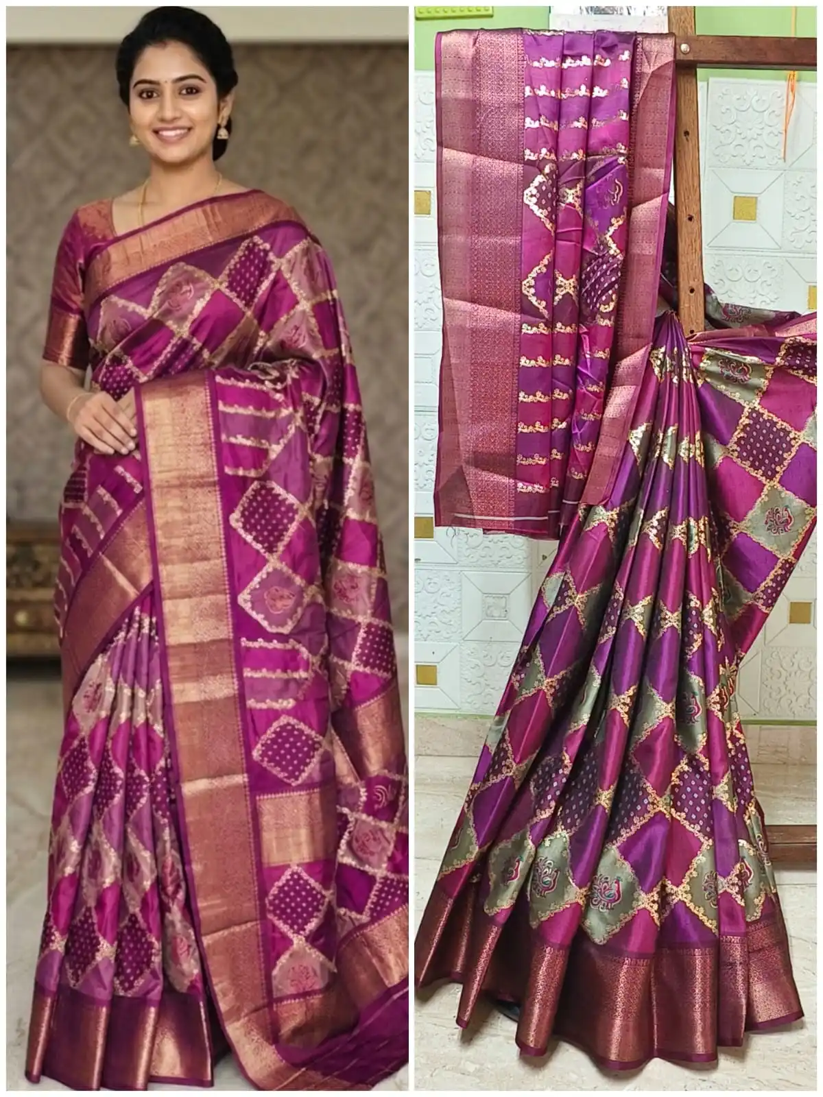 Contrast Digital Dola Border Work Saree